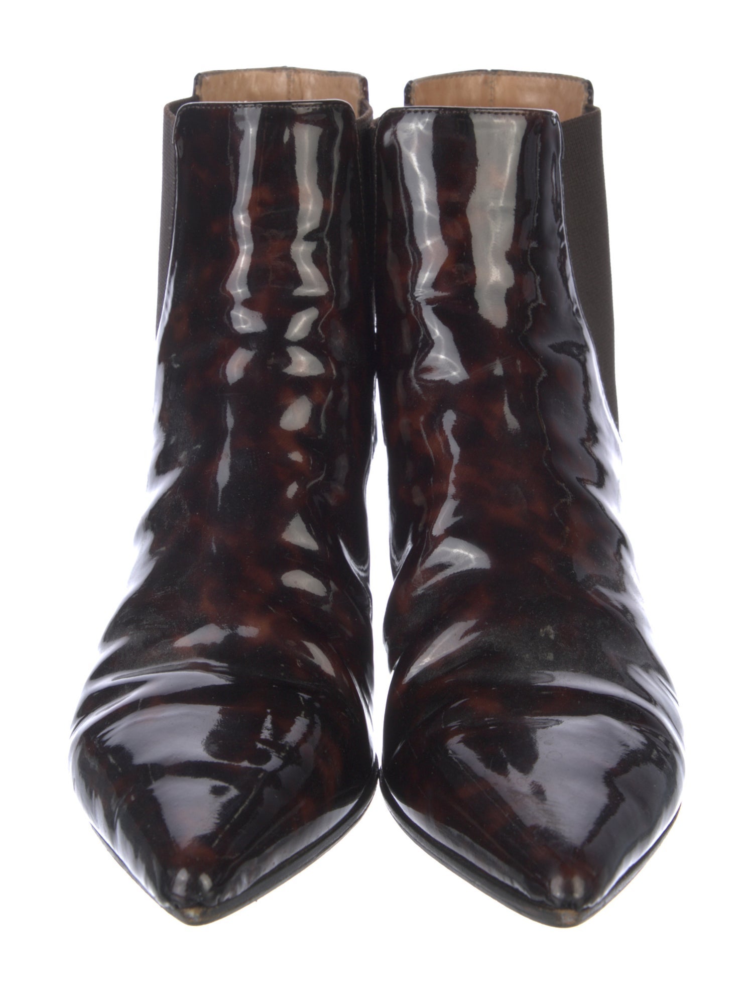 Maison Margiela Patent Leather Animal Print Chelsea Boots